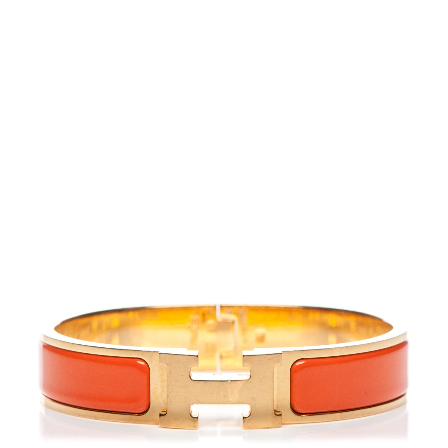 Hermes Enamel Narrow Clic Clac H Bracelet PM Orange 1 of 5