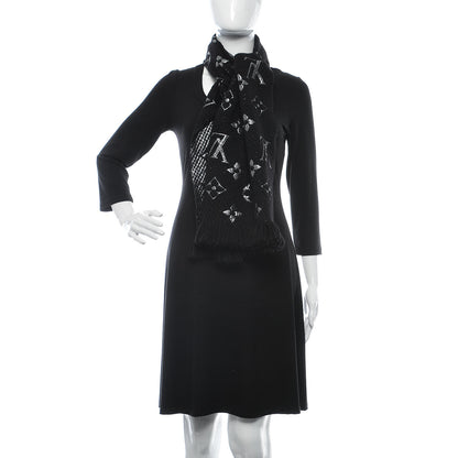 Louis Vuitton Wool Silk Logomania Shine Scarf Black 2 of 4