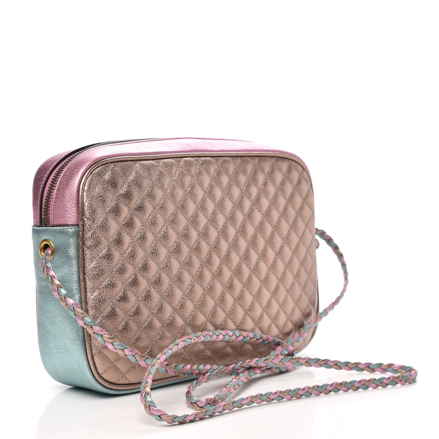 Gucci Laminated Nappa Trapuntata Small Zumi Shoulder Bag Rosa Lago Rame 3 of 9