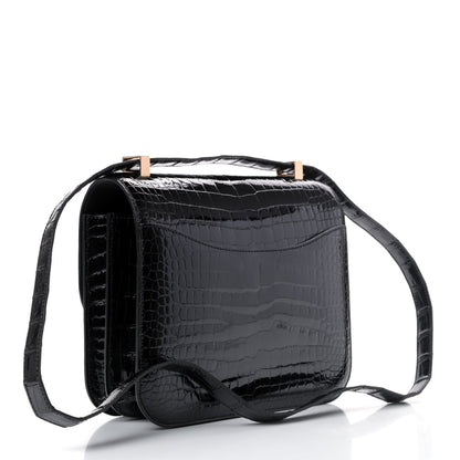 Hermes Shiny Porosus Crocodile Constance 24 Black 2 of 4