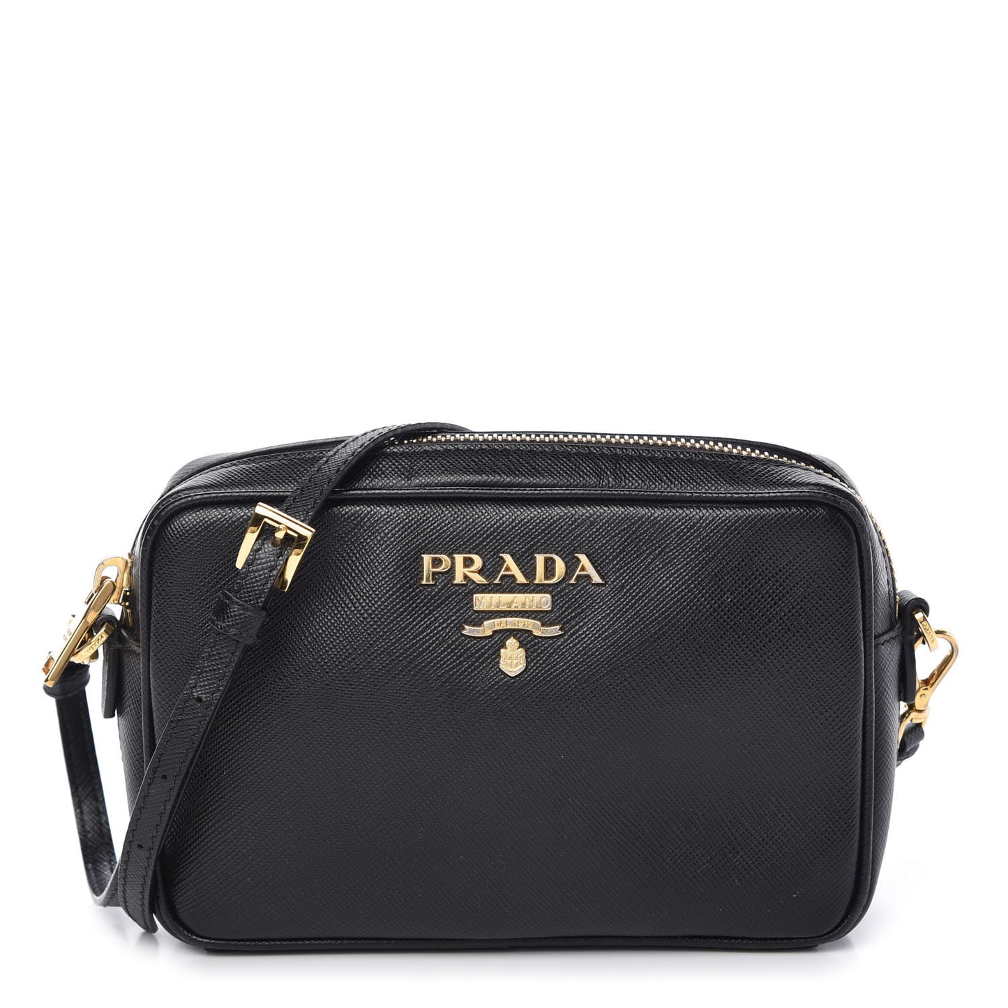 Saffiano Lux Small Camera Crossbody Bag Black