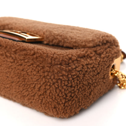 Fendi Shearling Lambskin Midi Chain Baguette Caramello 10 of 11