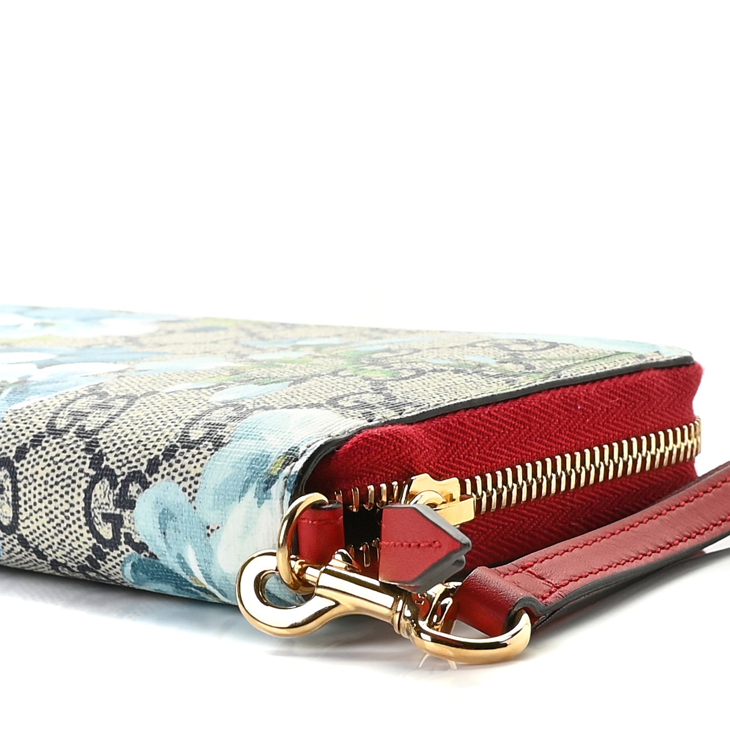 GG Supreme Monogram Blooms Wrist Wallet Blue