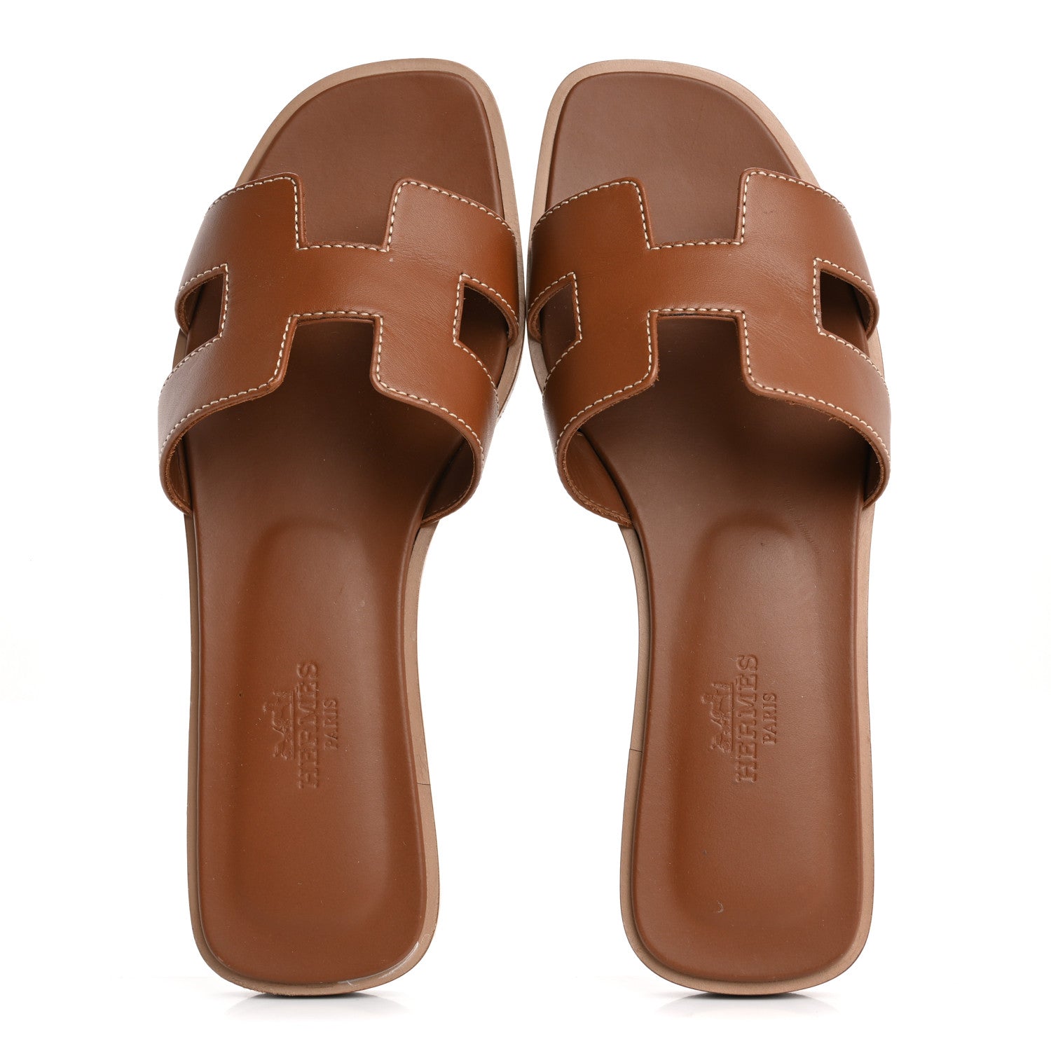 Hermes Box Calfskin Oran Sandals 35 Gold 2 of 12