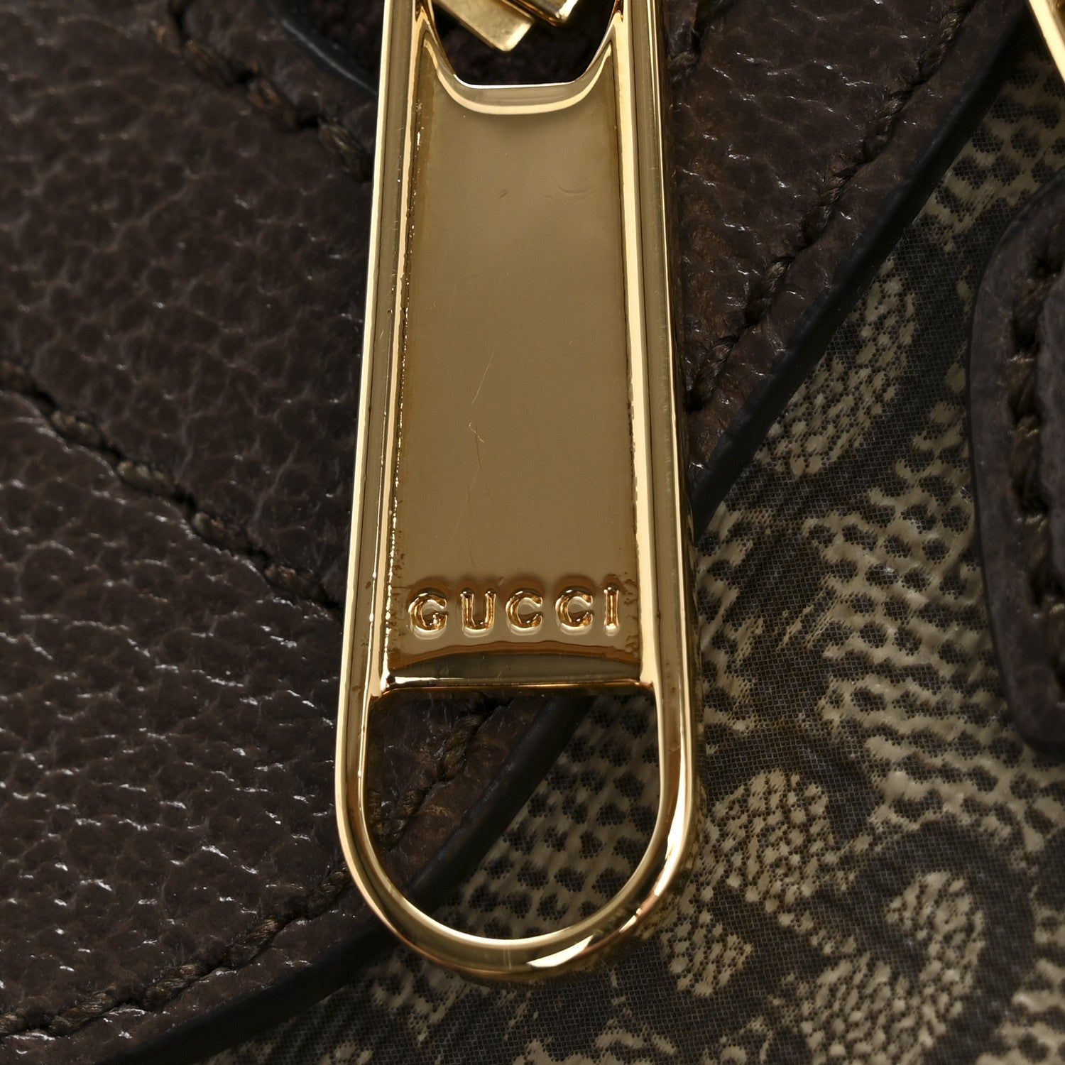 Gucci GG Supreme Monogram Textured Dollar Calfskin Web Mini Ophidia Top Handle Bag Beige Dark Brown 11 of 13