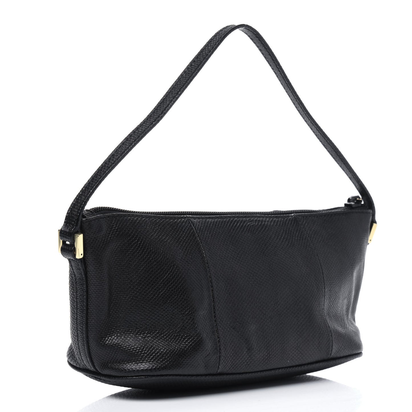 Calfskin Lizard Embossed Boat Pochette Black