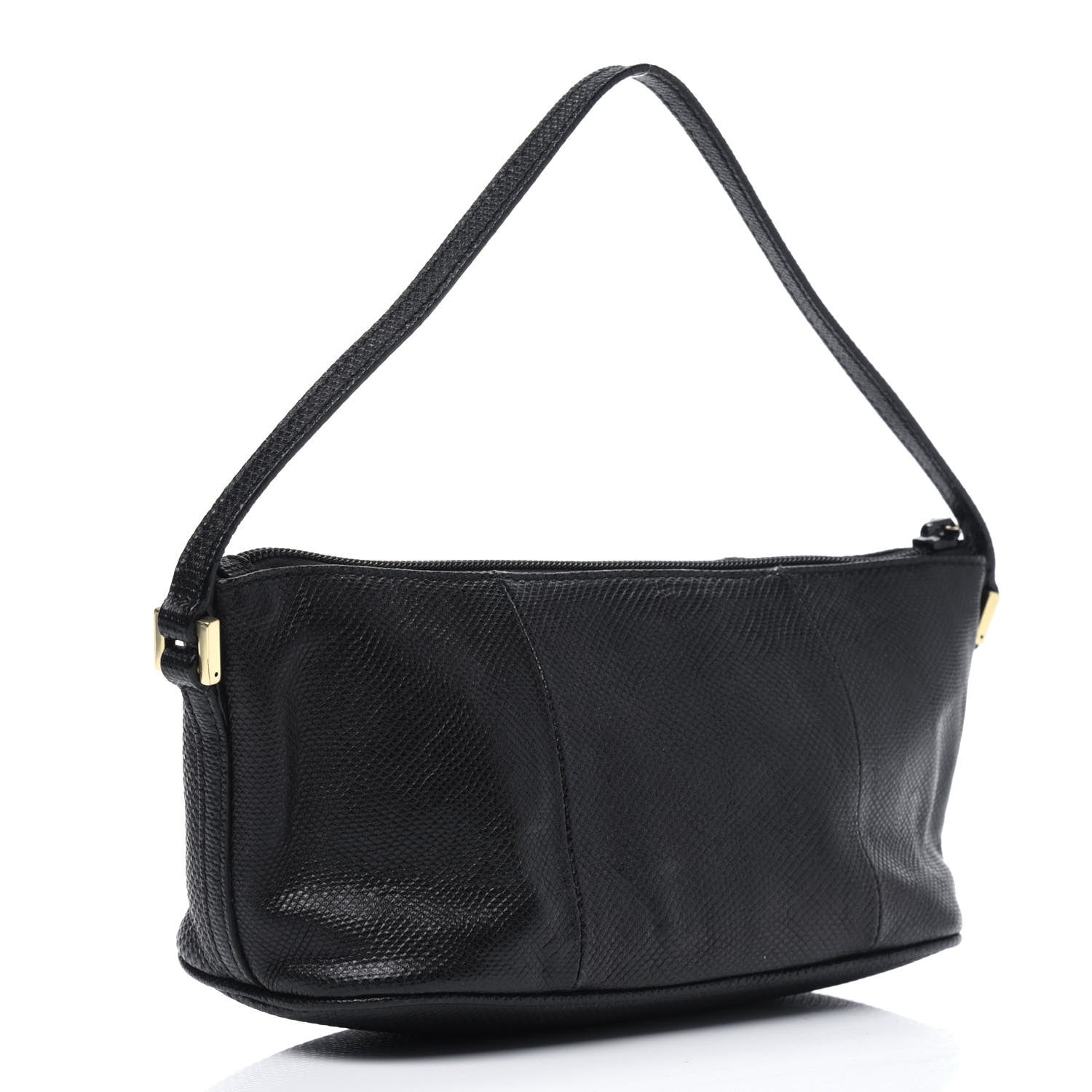 Gucci Calfskin Lizard Embossed Boat Pochette Black 3 of 22