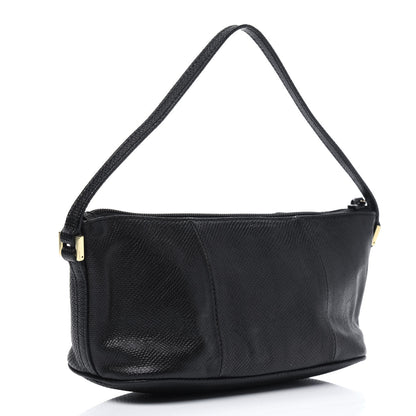 Gucci Calfskin Lizard Embossed Boat Pochette Black 3 of 22