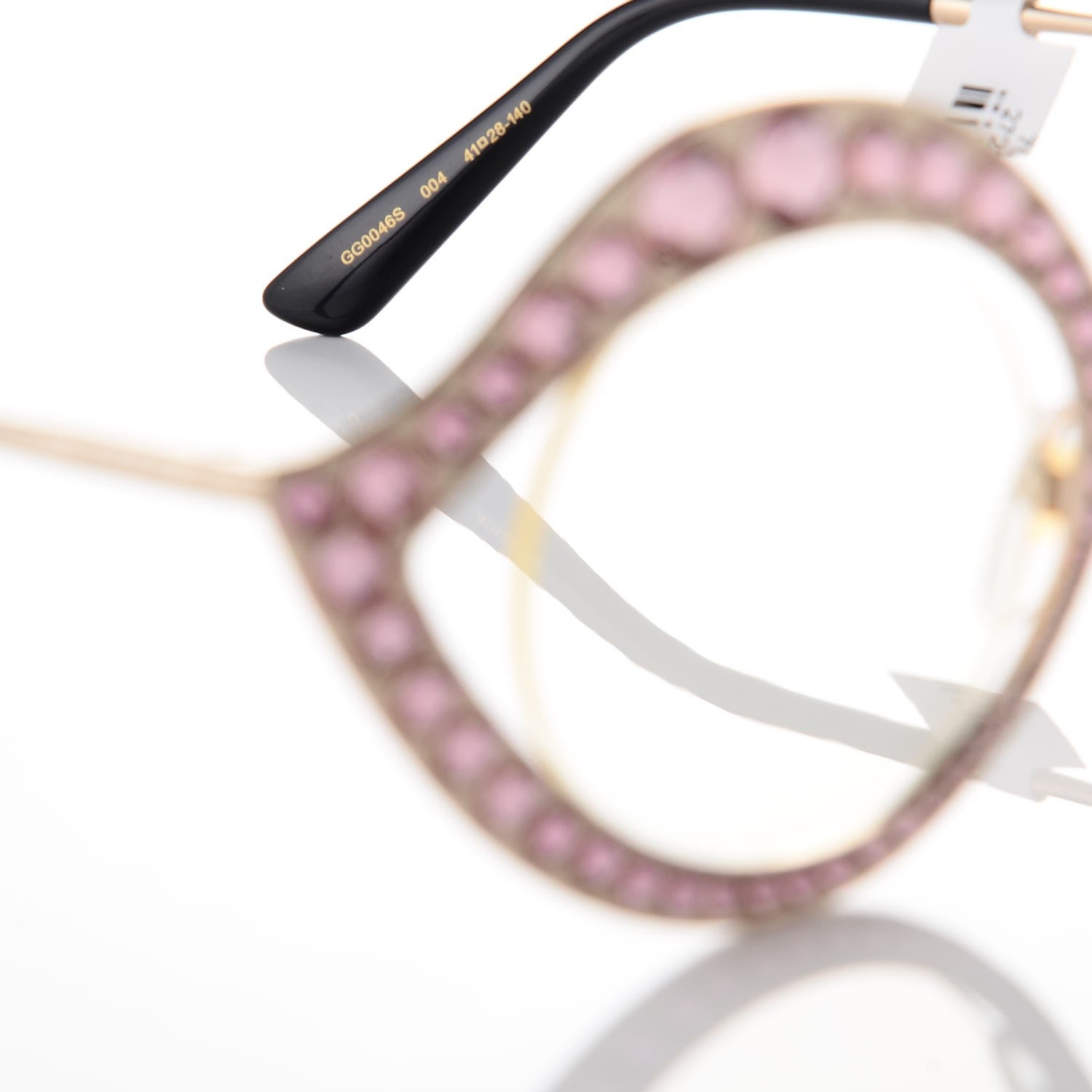 Gucci Metal Crystal Cat Eye Sunglasses GG0046S Pink 5 of 8