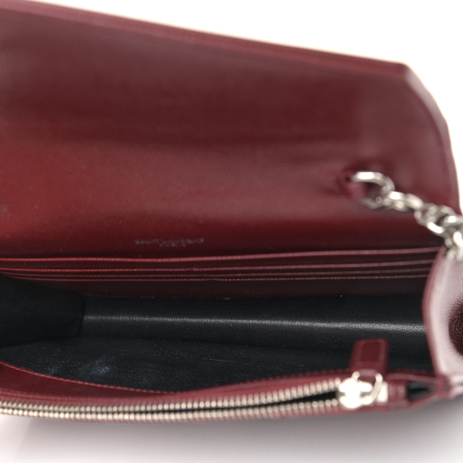 Saint Laurent Grain De Poudre Matelasse Chevron Monogram Envelope Chain Wallet Palissandre 4 of 7