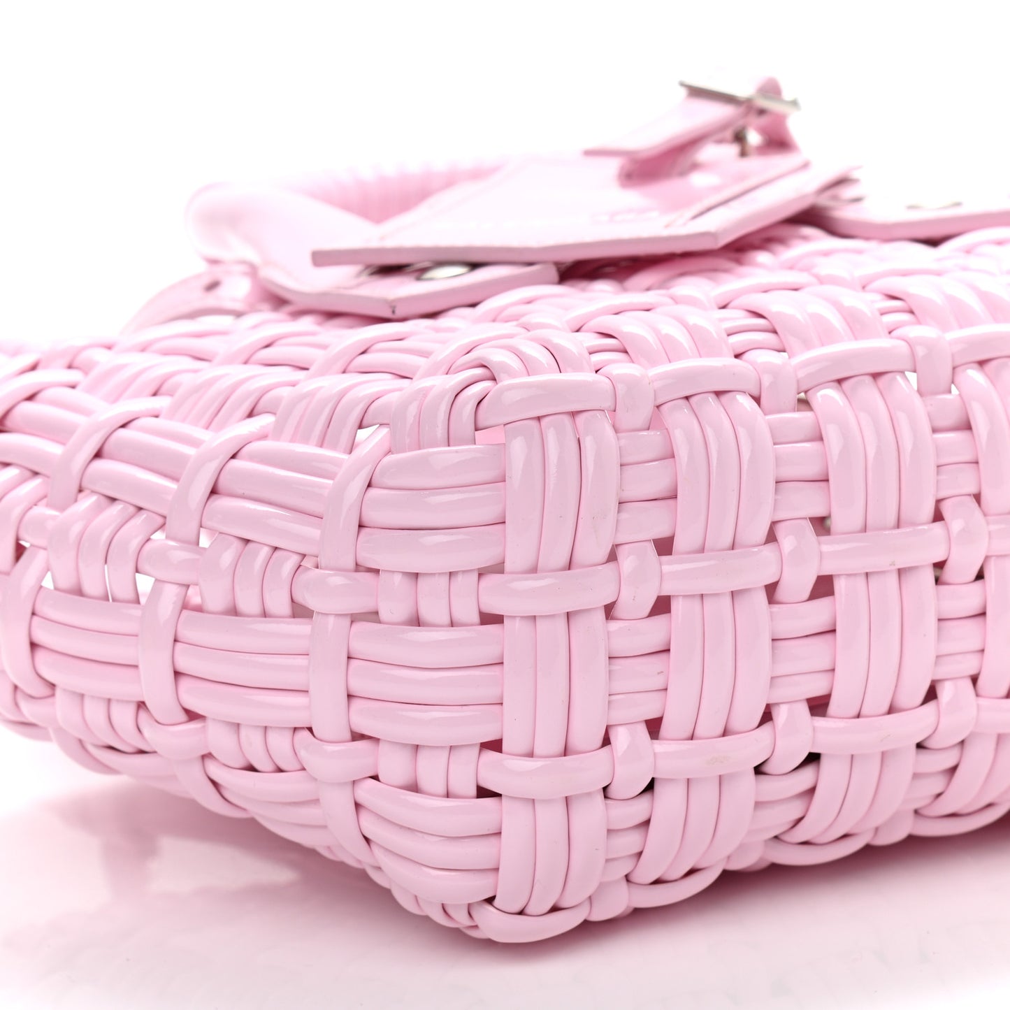 Faux Calfskin Braided Varnished XXS Bistro Basket Candy Pink