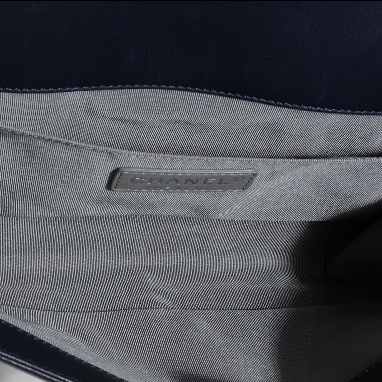 Lambskin Quilted Medium Boy Flap Navy Blue