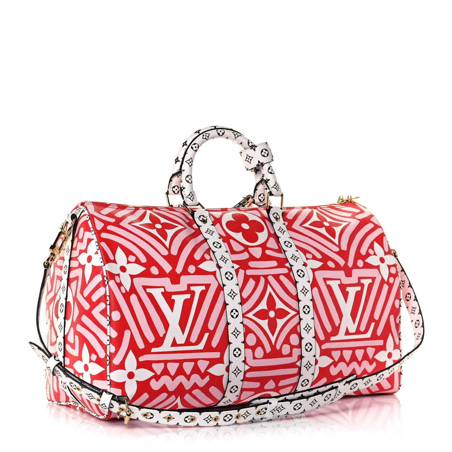 Louis Vuitton Monogram Giant Crafty Keepall Bandouliere 45 Rouge Rose Creme 3 of 14