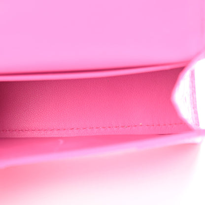 Balenciaga Shiny Calfskin Crocodile Embossed Hourglass Top Handle Bag Mini with Chain Neon Pink 5 of 10