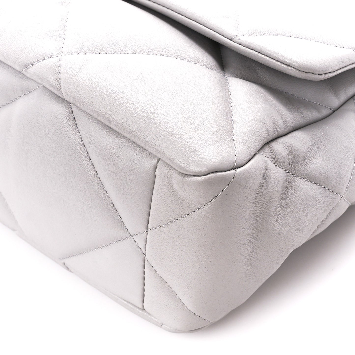 Goatskin Quilted Large Chanel 19 Flap Grey