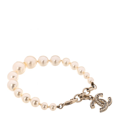 Chanel Graduated Pearl Crystal CC Bracelet Gold 3 of 5