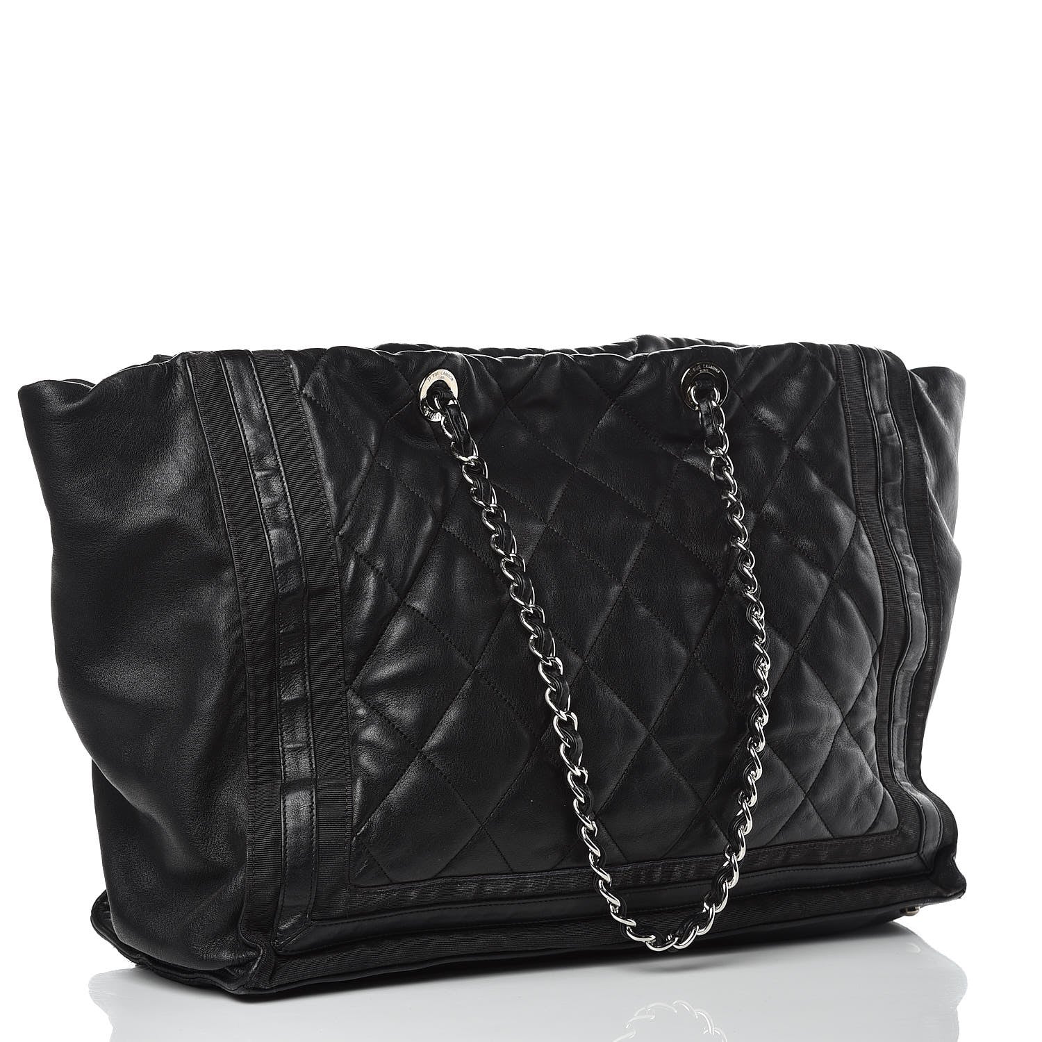 Chanel Lambskin Quilted Lido Shopping Tote Black 3 of 16