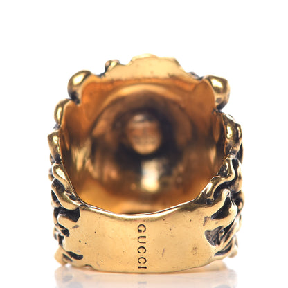 Gucci Metal Lion Head Ring 8.5 Aged Gold 4 of 8