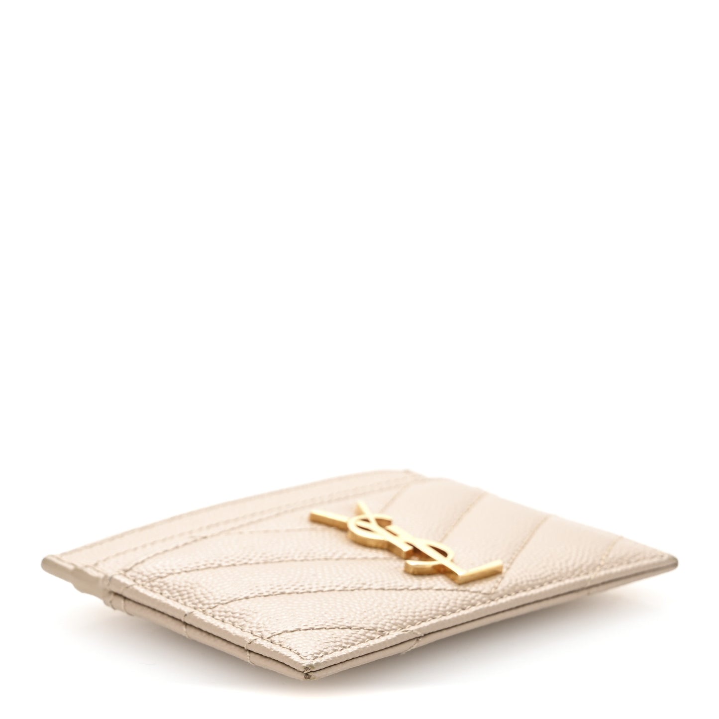 Grain De Poudre Matelasse Chevron Monogram Credit Card Case Dark Beige