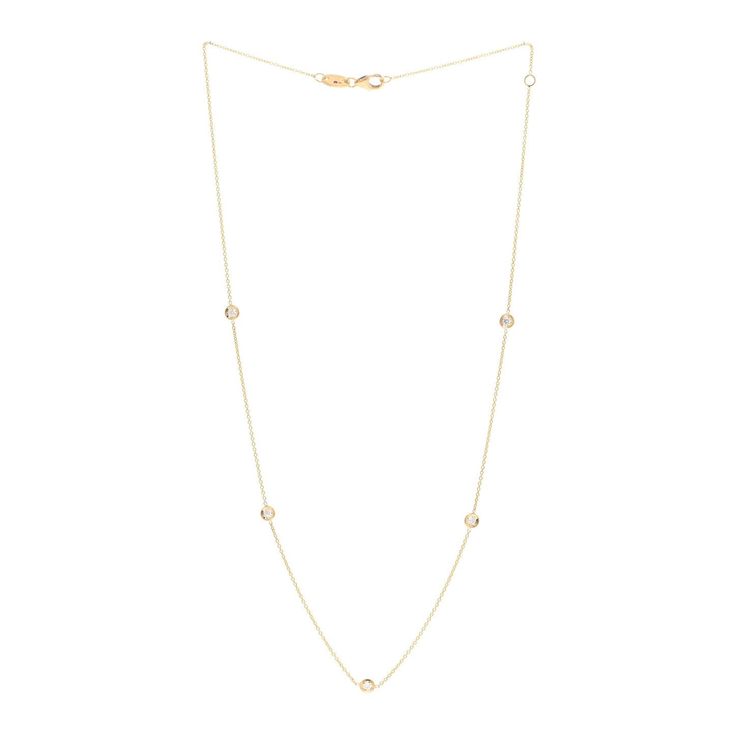 18K Yellow Gold Diamond .23ctw Diamonds By The Inch Five Station Necklace