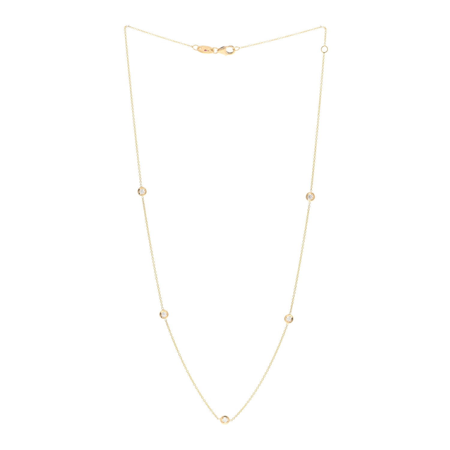 Roberto Coin 18K Yellow Gold Diamond .23ctw Diamonds By The Inch Five Station Necklace 3 of 4