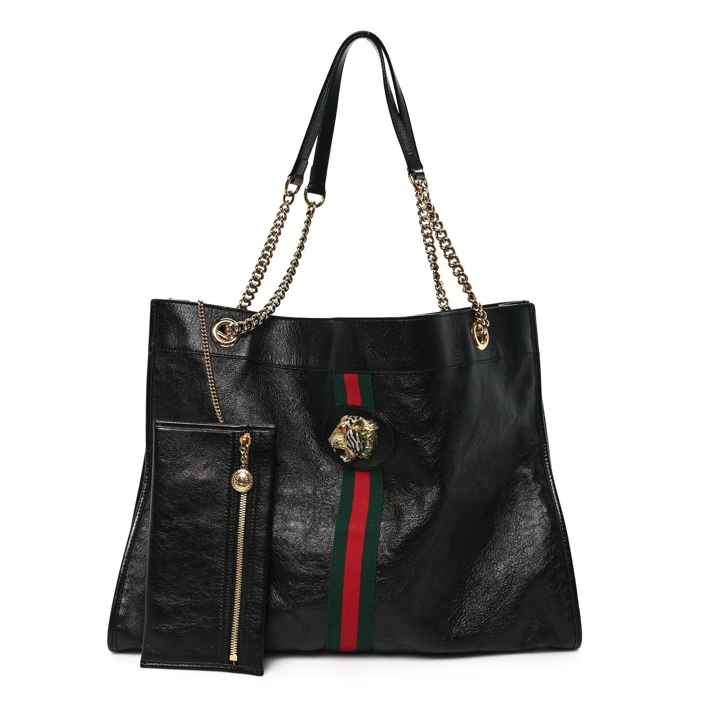 Calfskin Large Rajah Chain Tote Black