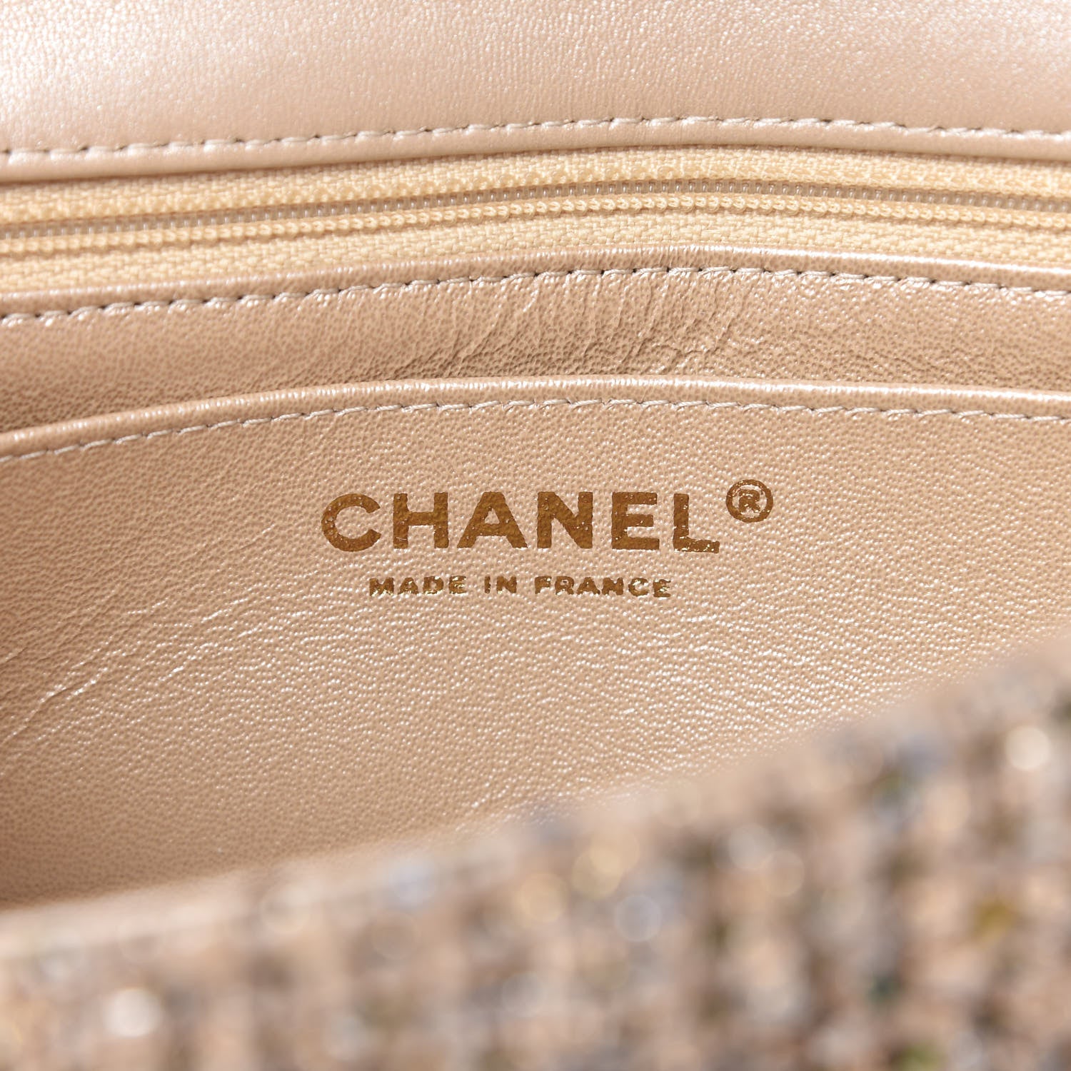 Chanel Tweed Quilted Mini Rectangular Flap Beige 8 of 11