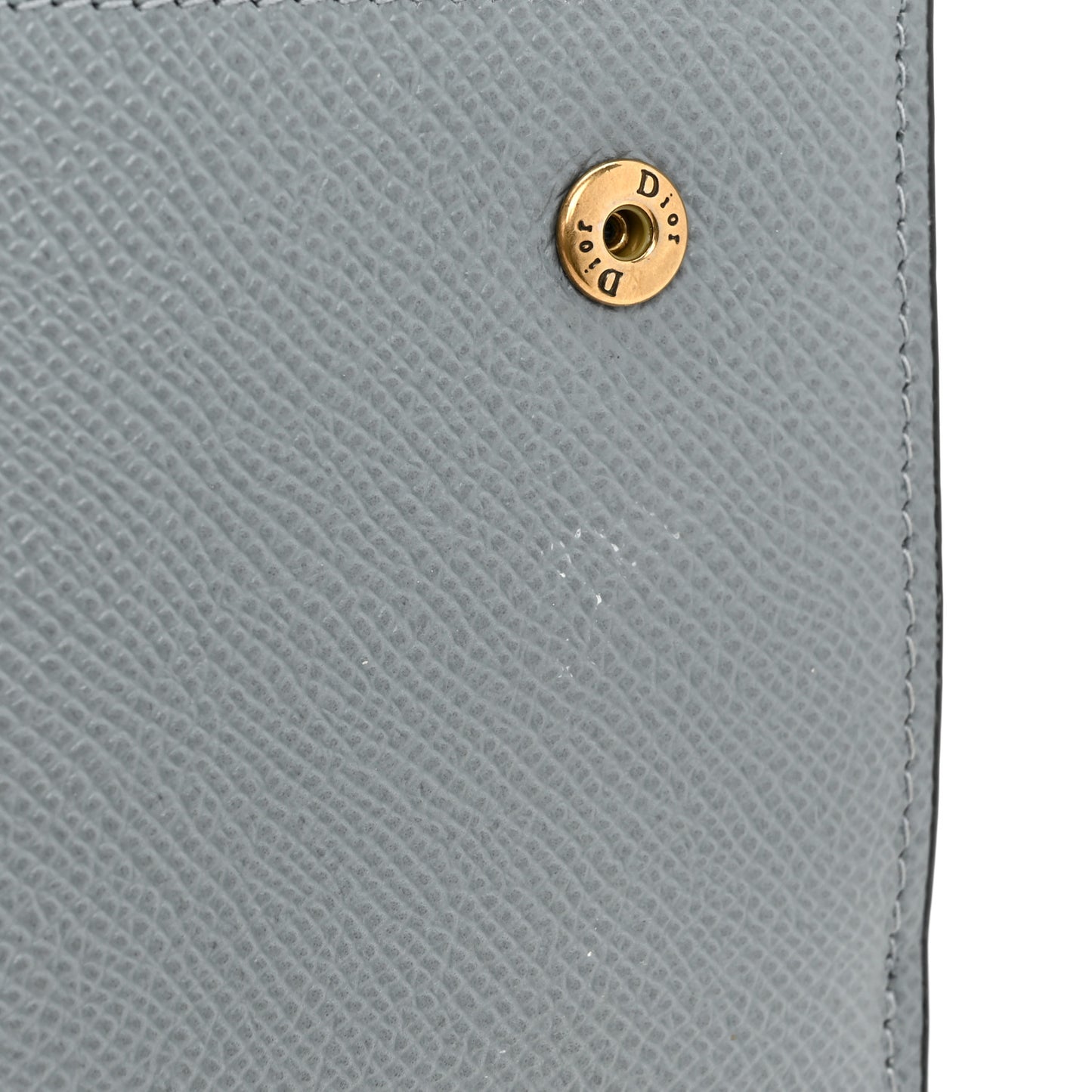Grained Calfskin Saddle Chain Wallet Pouch Grey Stone