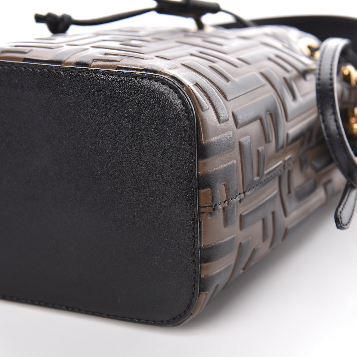 Vitello Liberty F is Fendi Bi-Color FF 1974 Embossed Mini Mon Tresor Bucket Bag Maya Black
