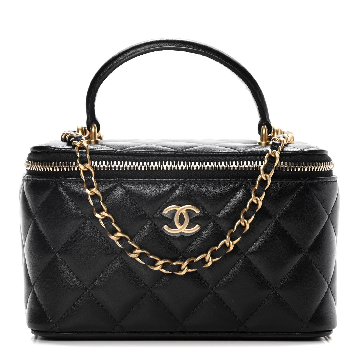 Chanel Lambskin Quilted Small Top Handle Vanity Case With Chain Black 1 of 10