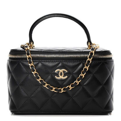 Chanel Lambskin Quilted Small Top Handle Vanity Case With Chain Black 1 of 10