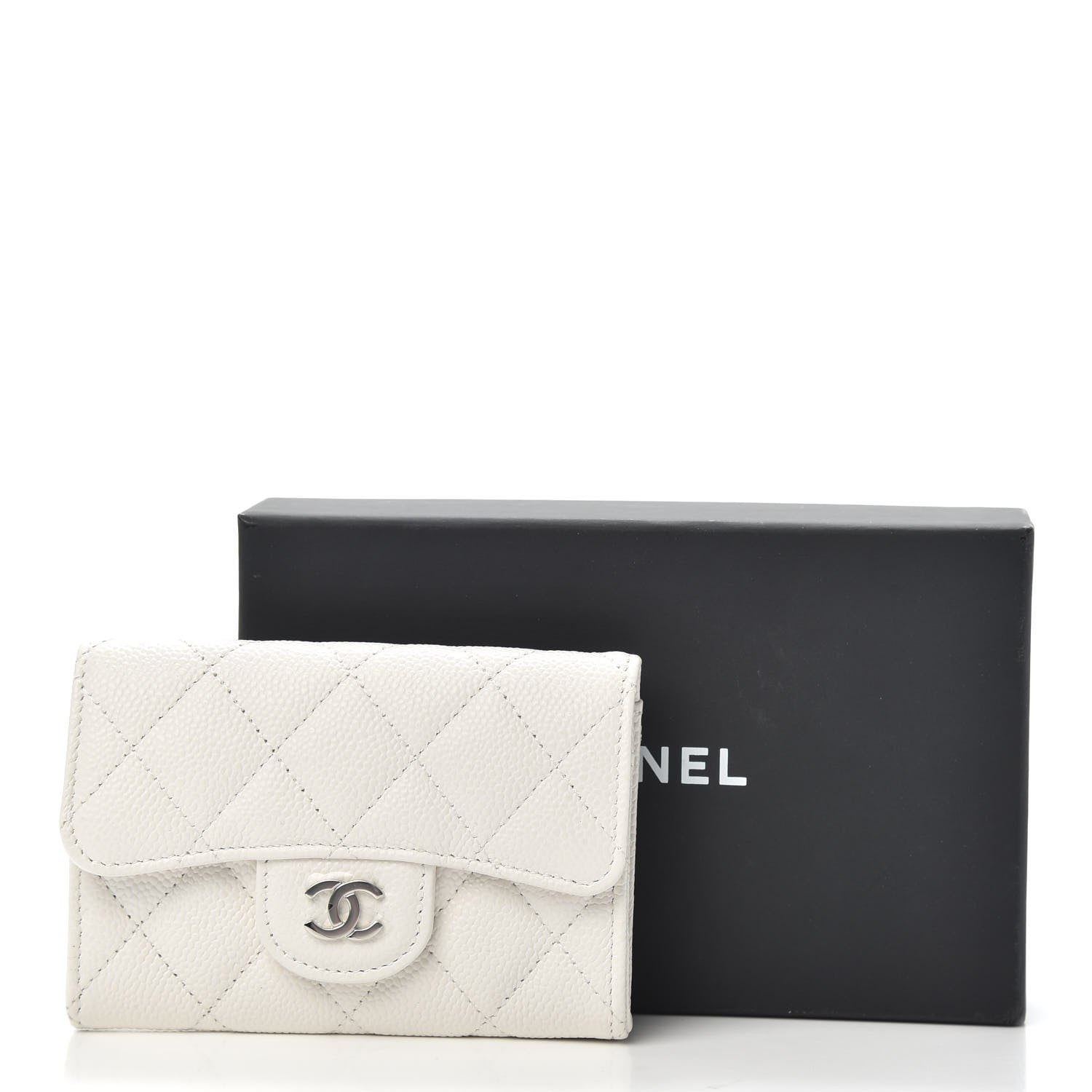 Chanel Caviar Quilted Flap Card Holder Wallet White 9 of 9