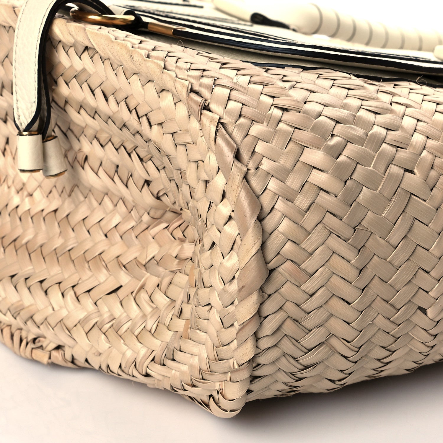 Chloe Raffia Small Grain Calfskin Medium Marcie Basket White 10 of 11