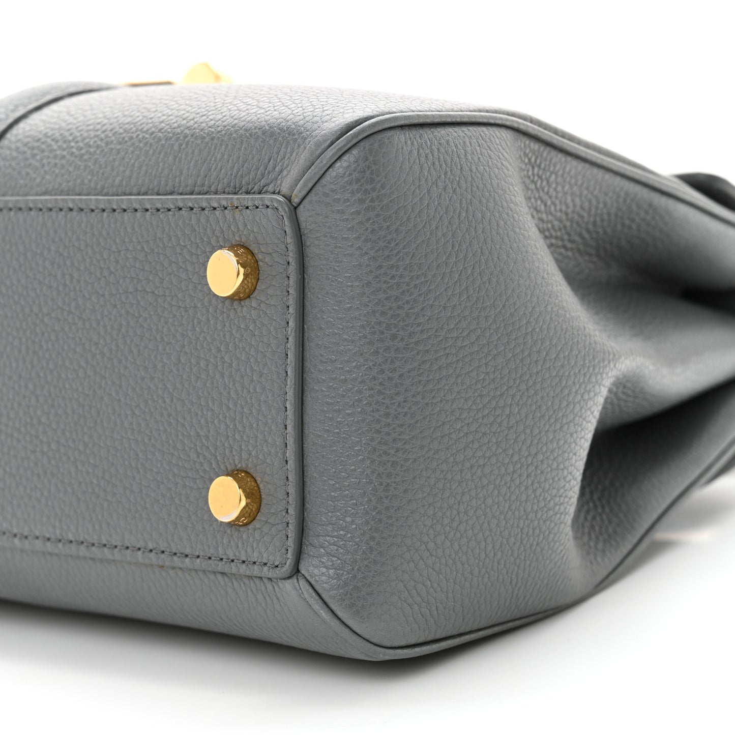 Grained Calfskin Small 16 Top Handle Bag Medium Grey