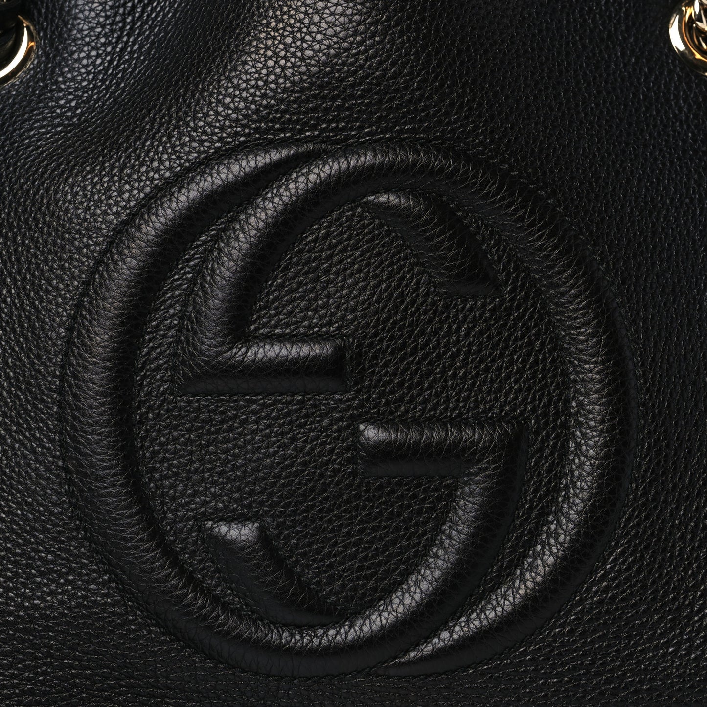 Pebbled Calfskin Medium Soho Chain Shoulder Bag Black