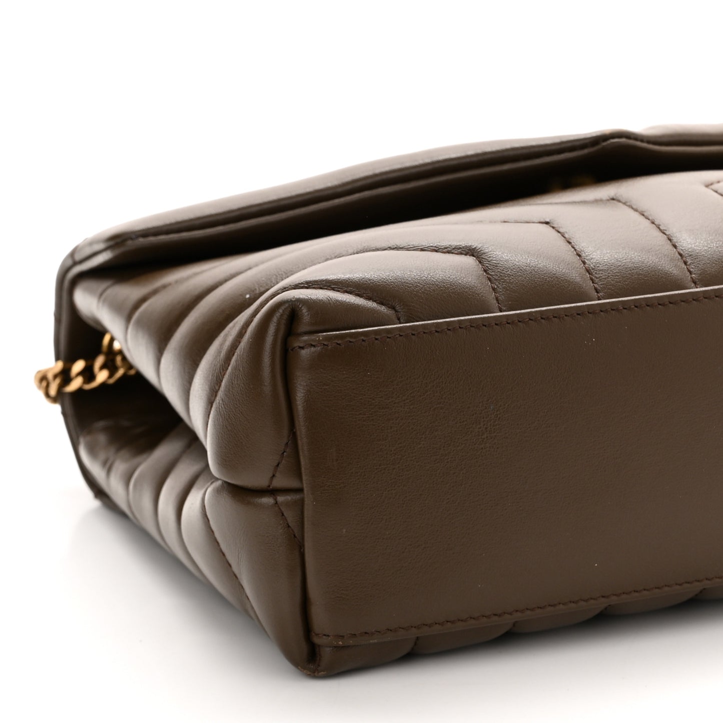 Calfskin Y Quilted Monogram Small Loulou Chain Satchel Taupe