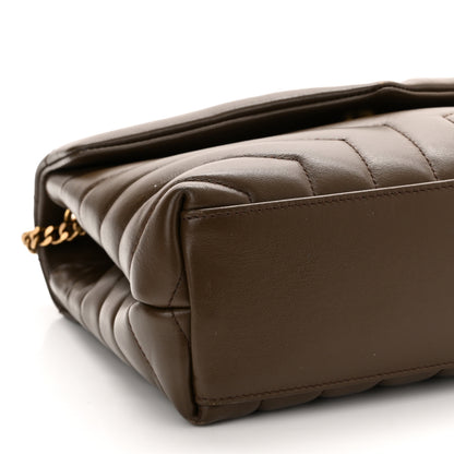 Saint Laurent Calfskin Y Quilted Monogram Small Loulou Chain Satchel Taupe 9 of 10