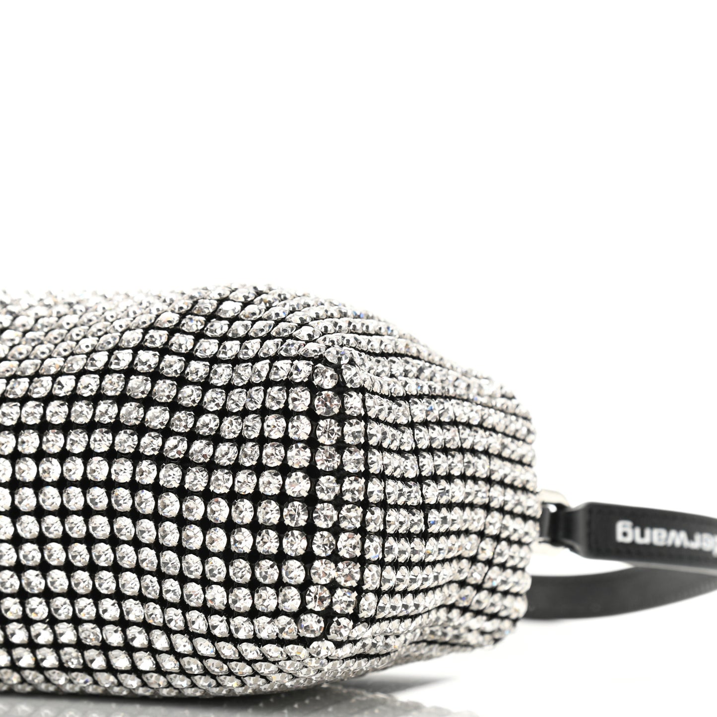 Mesh Crystal Rhinestone Mini Heiress Pouch Black Silver