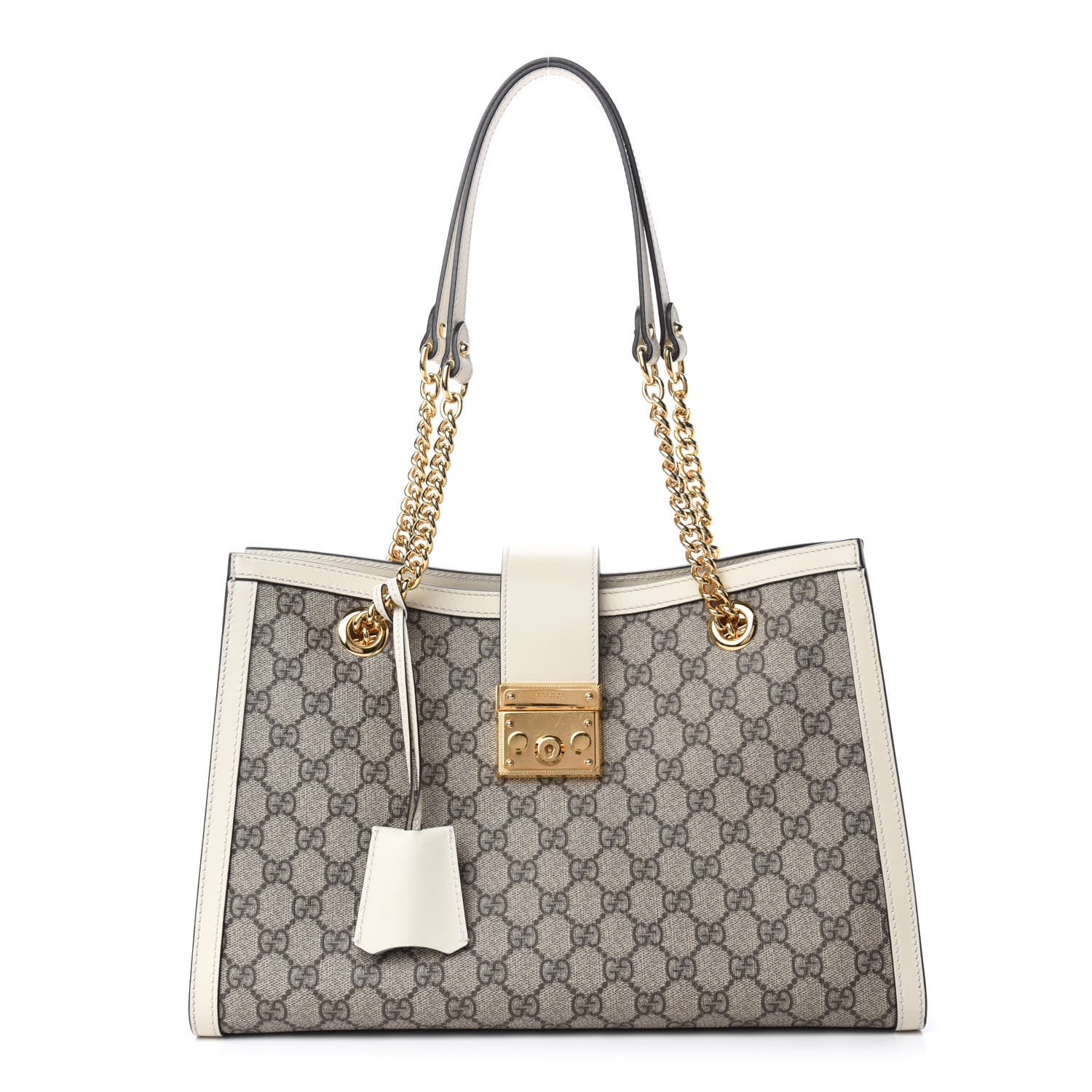 Gucci GG Supreme Monogram Medium Padlock Tote White 1 of 10