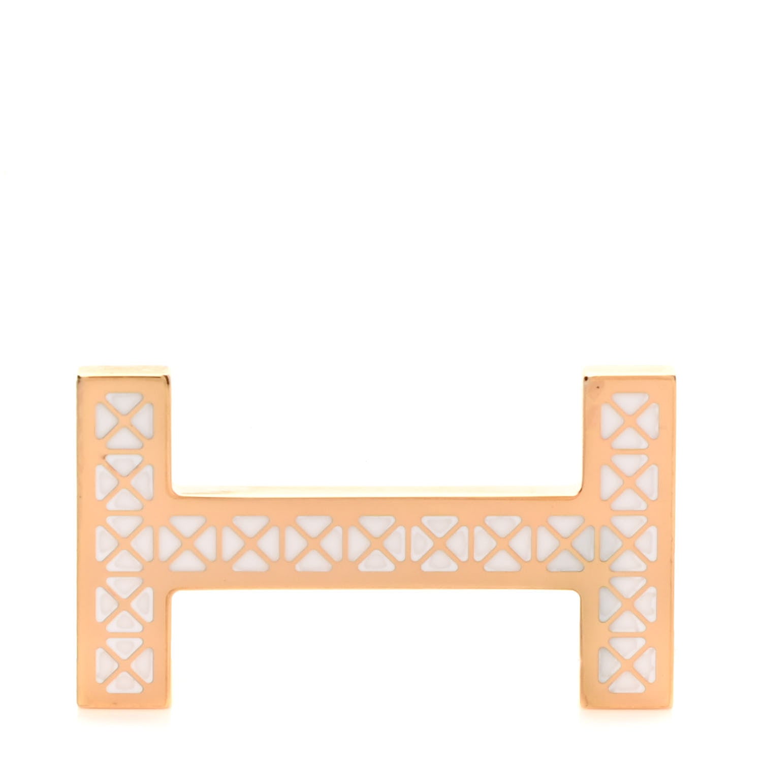 Hermes Focus Medor Laquee 13mm Belt Buckle White Rose Gold 1 of 4