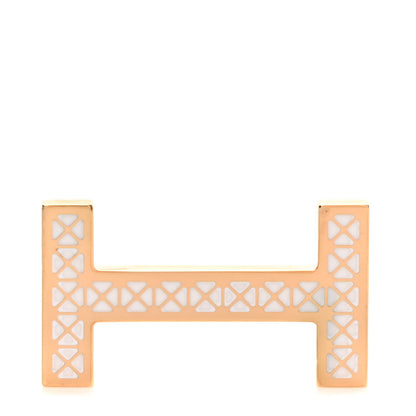 Hermes Focus Medor Laquee 13mm Belt Buckle White Rose Gold 1 of 4