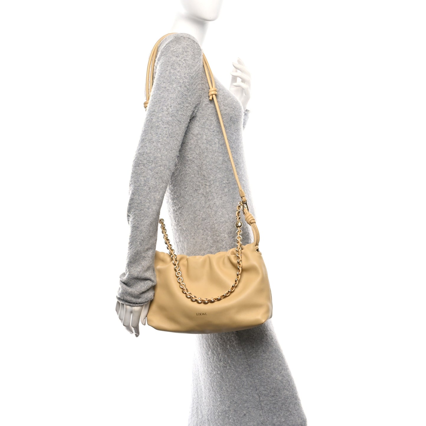 Mellow Nappa Medium Donut Chain Flamenco Knot Clutch Sahara