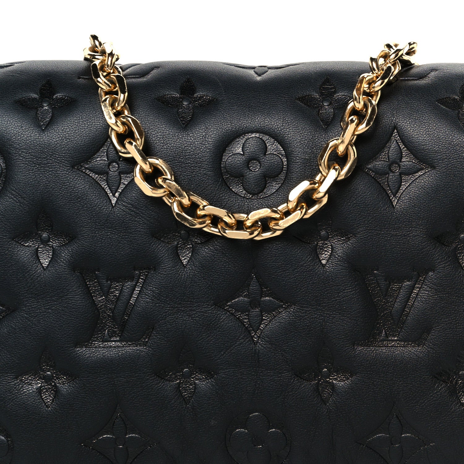 Louis Vuitton Lambskin Embossed Monogram Pochette Coussin Black 7 of 9