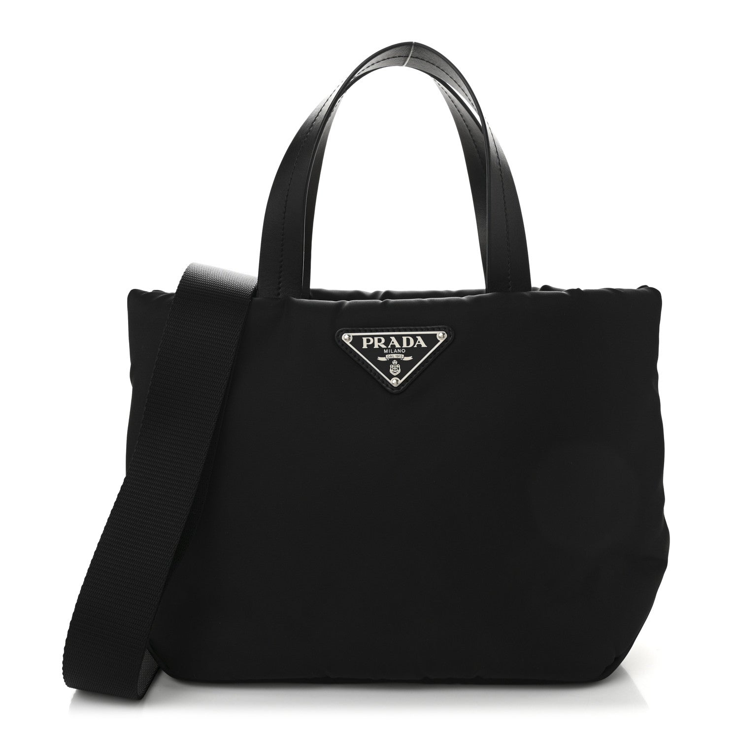 Prada Tessuto Nylon Soft Padded Small Shopping Tote Black 1 of 9