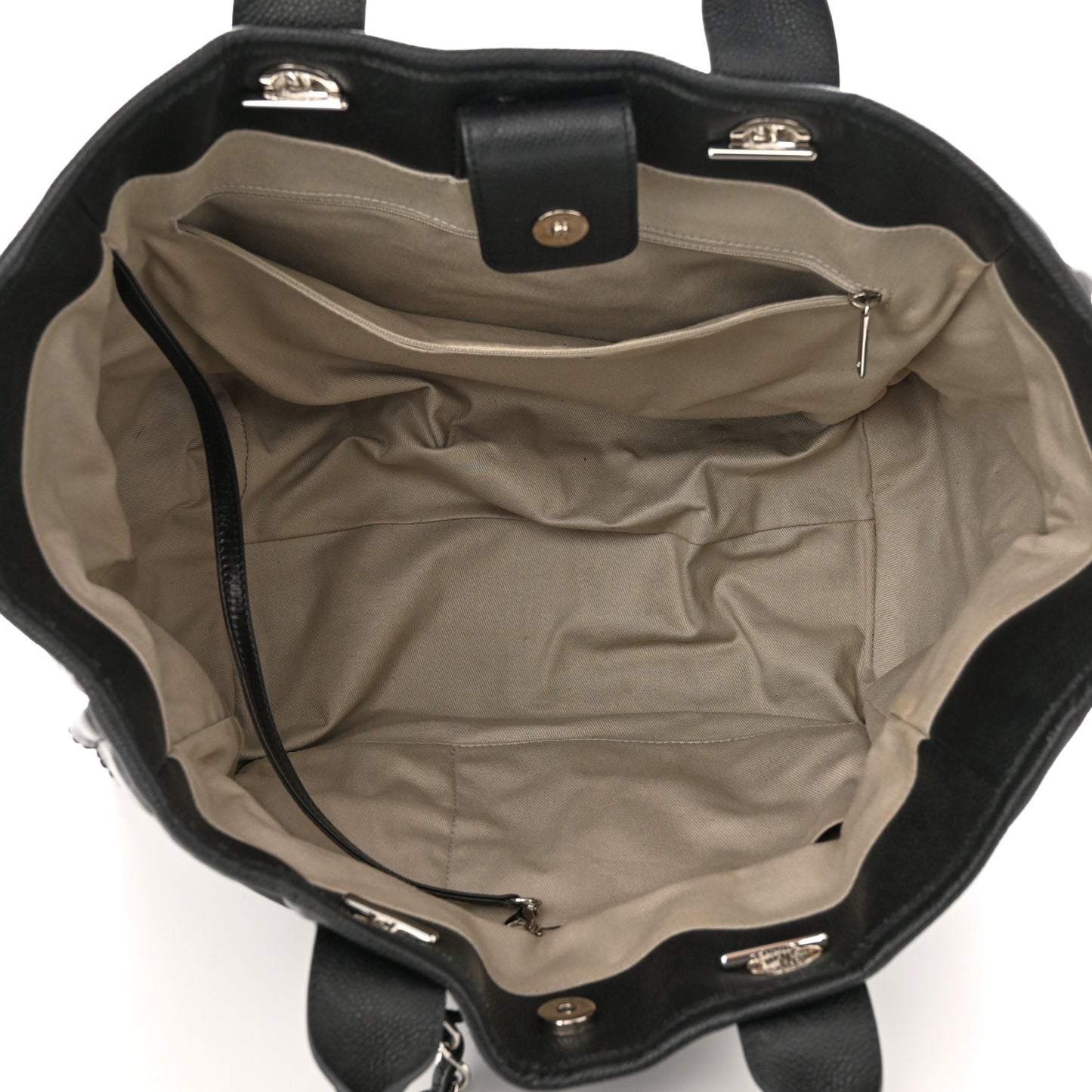 Glazed Calfskin Medium Deauville Tote Black