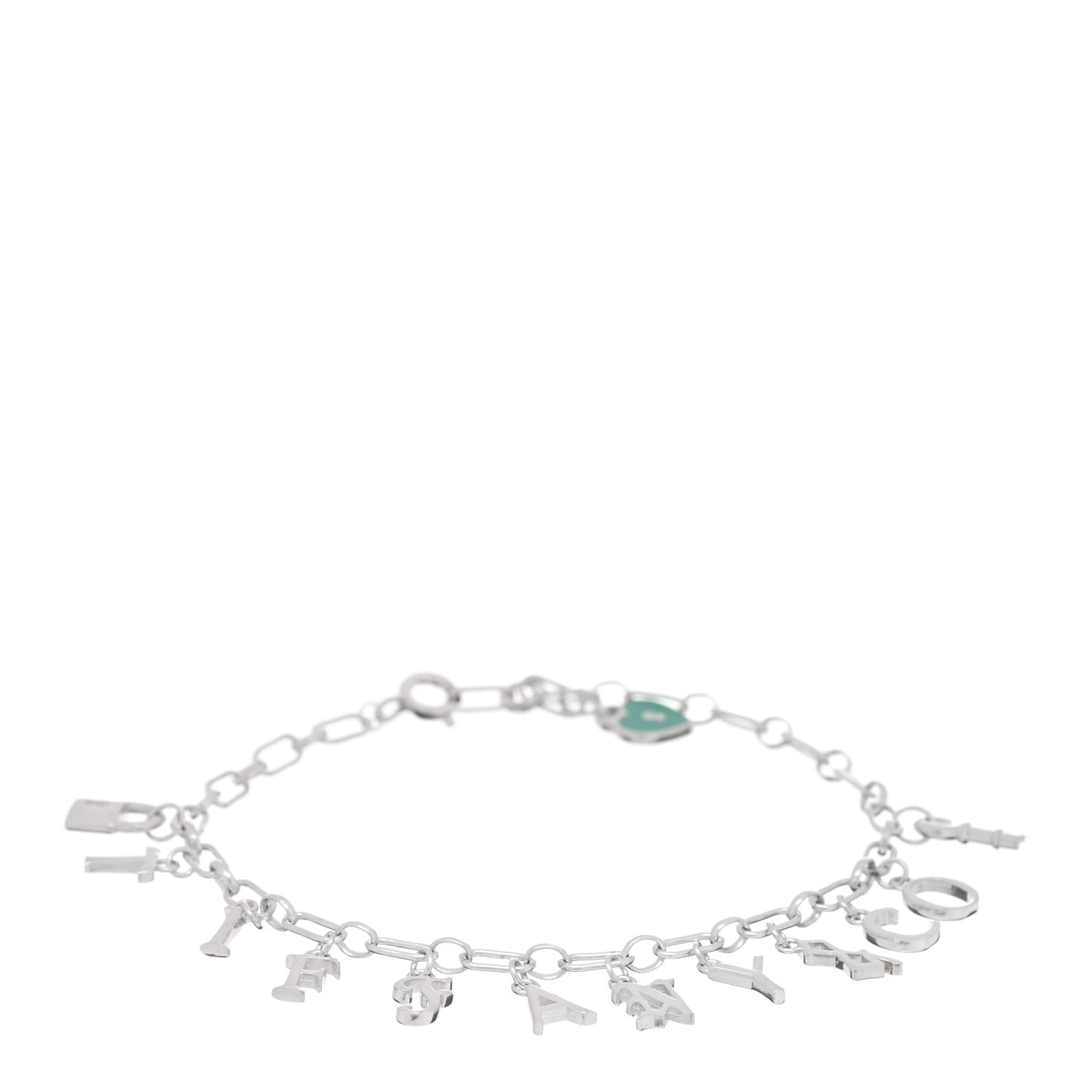 Sterling Silver Enamel Love Notes Logo Charm Bracelet Blue