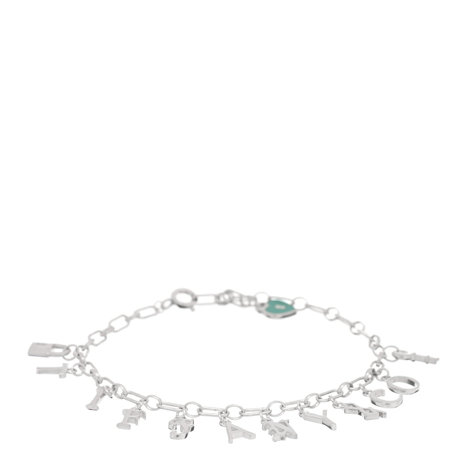 Tiffany Sterling Silver Enamel Love Notes Logo Charm Bracelet Blue 1 of 3