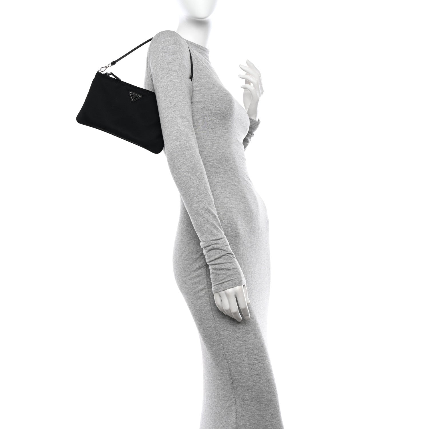 Prada Tessuto Nylon Saffiano Pochette Black 2 of 13