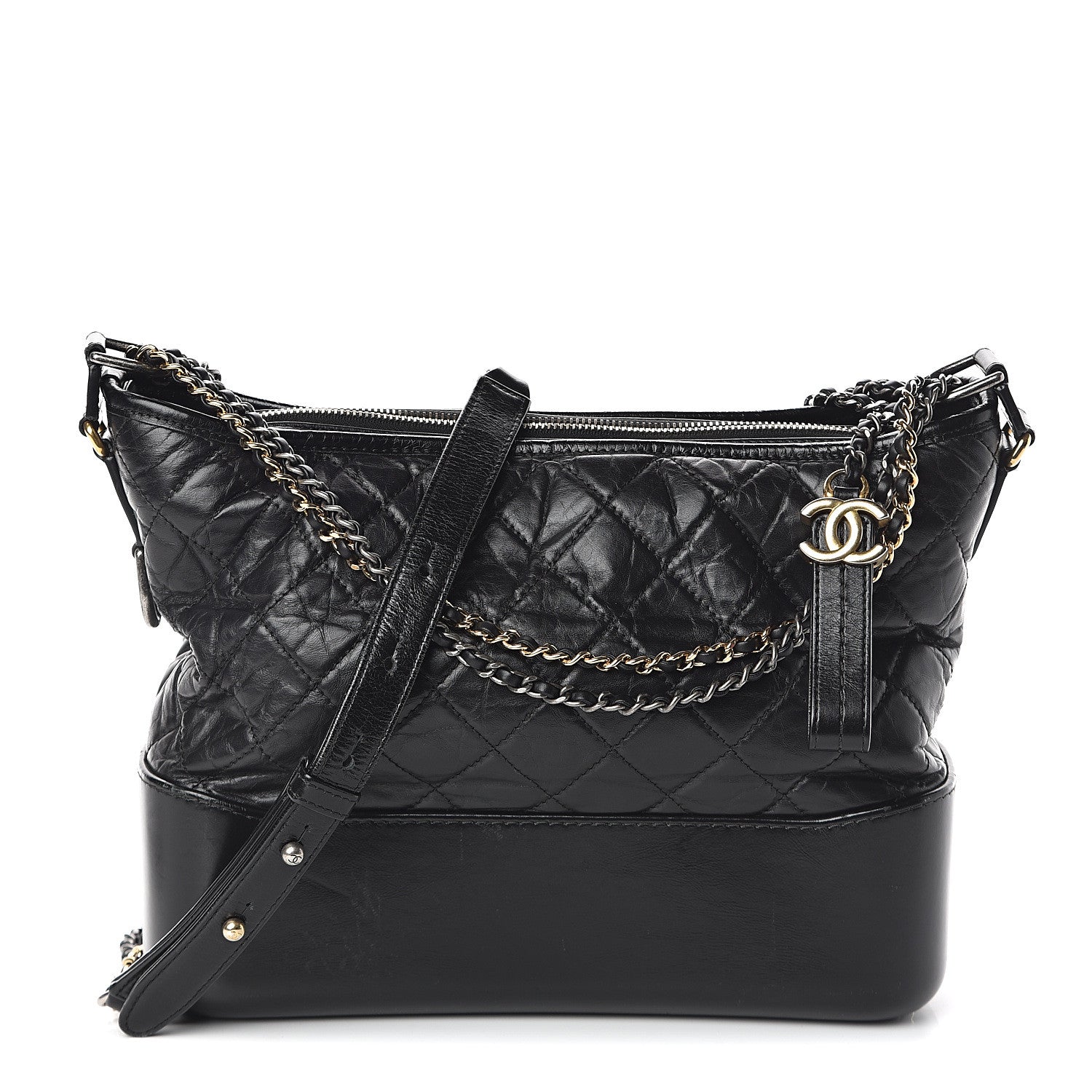 Chanel Aged Calfskin Quilted Medium Gabrielle Hobo Black 1 of 9