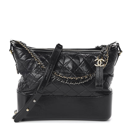Chanel Aged Calfskin Quilted Medium Gabrielle Hobo Black 1 of 9